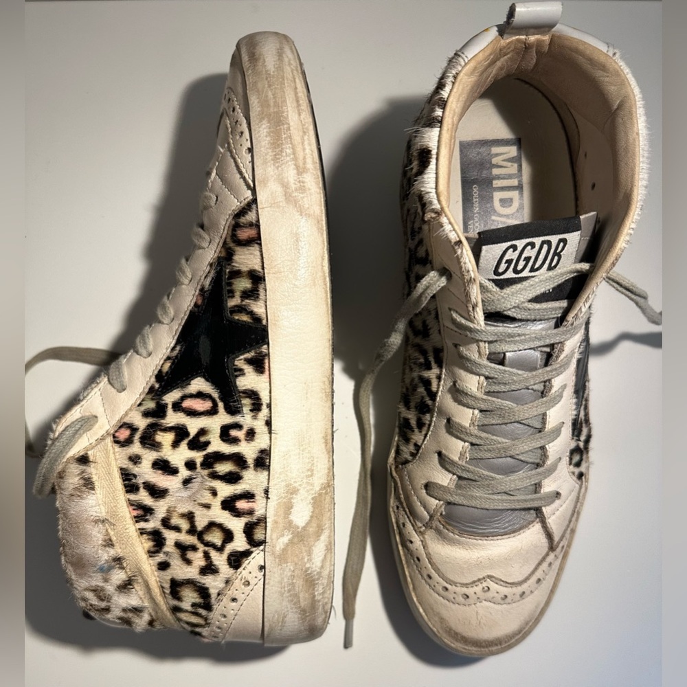 Golden Goose Mid Star Pink White Black Leopard size 37